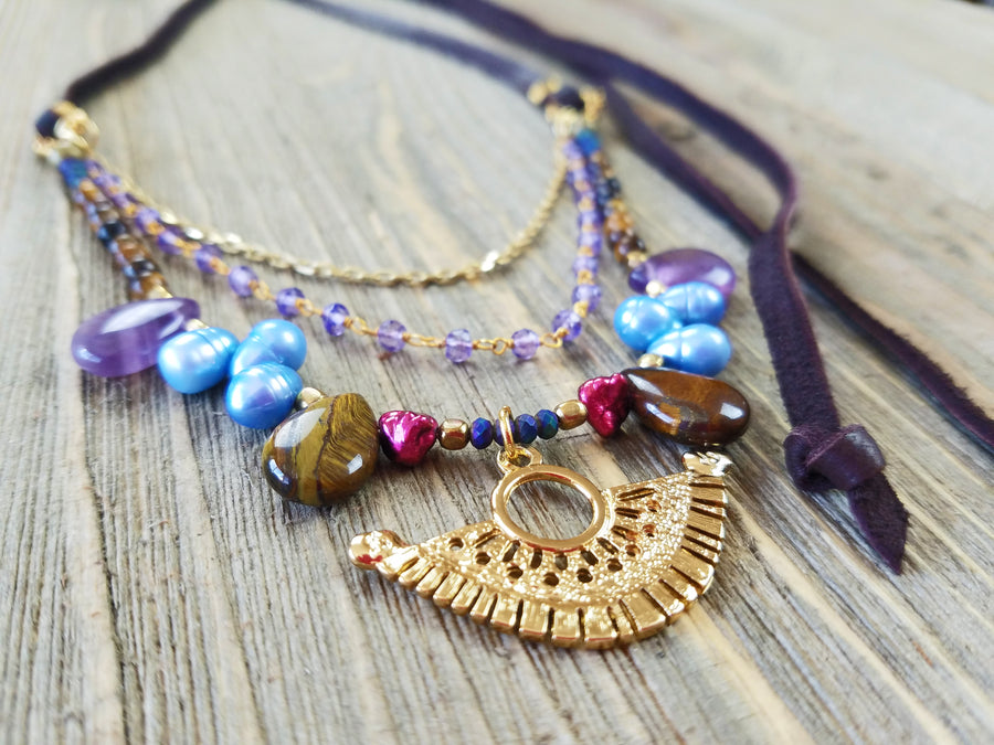 Rainbow Layered Necklace - Evita Mia Designs
