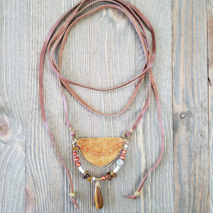 Handmade Leather Layered Necklace - Evita Mia Designs