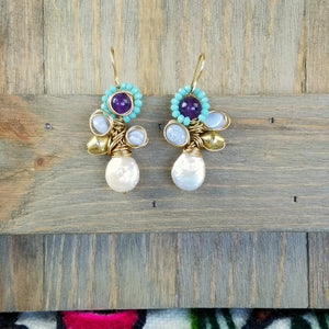 Flor de Liz Amethyst Earrings - Evita Mia Designs