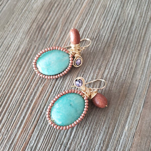 blue bliss amazonite cluster earrings
