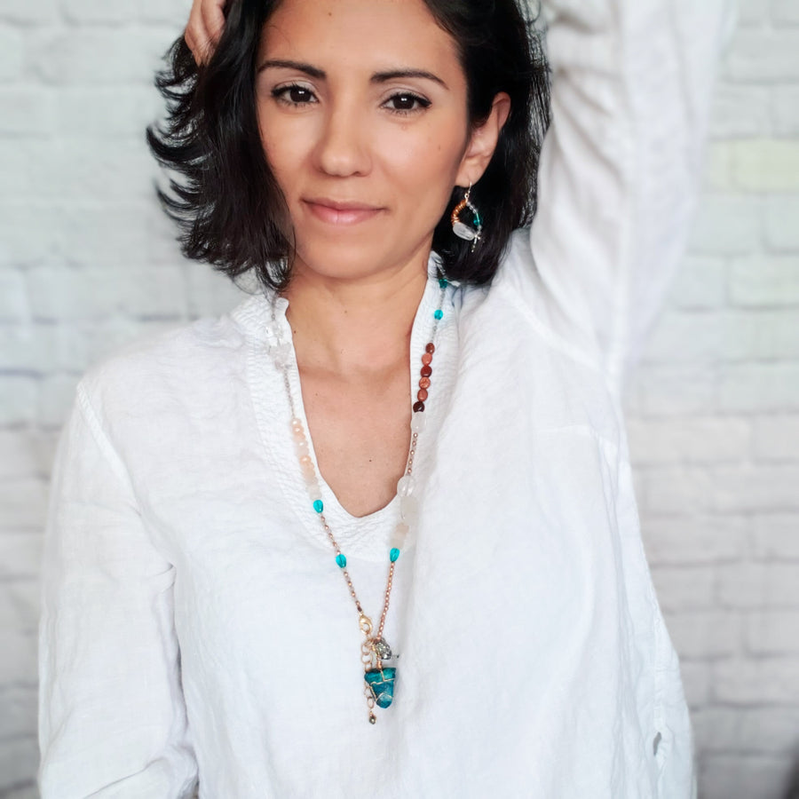Raw Turquoise Necklace & Bracelet (2-in-1)