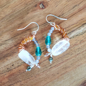 aqua glass bead earrings