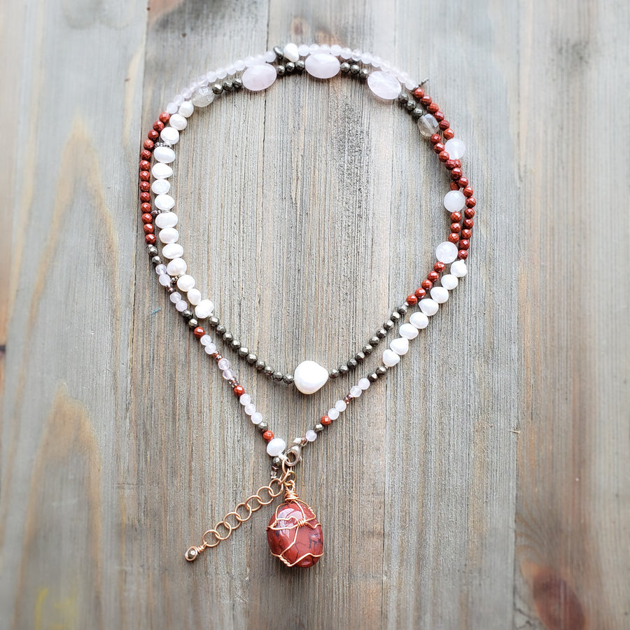 Red Jasper Double Wrap Necklace/Bracelet