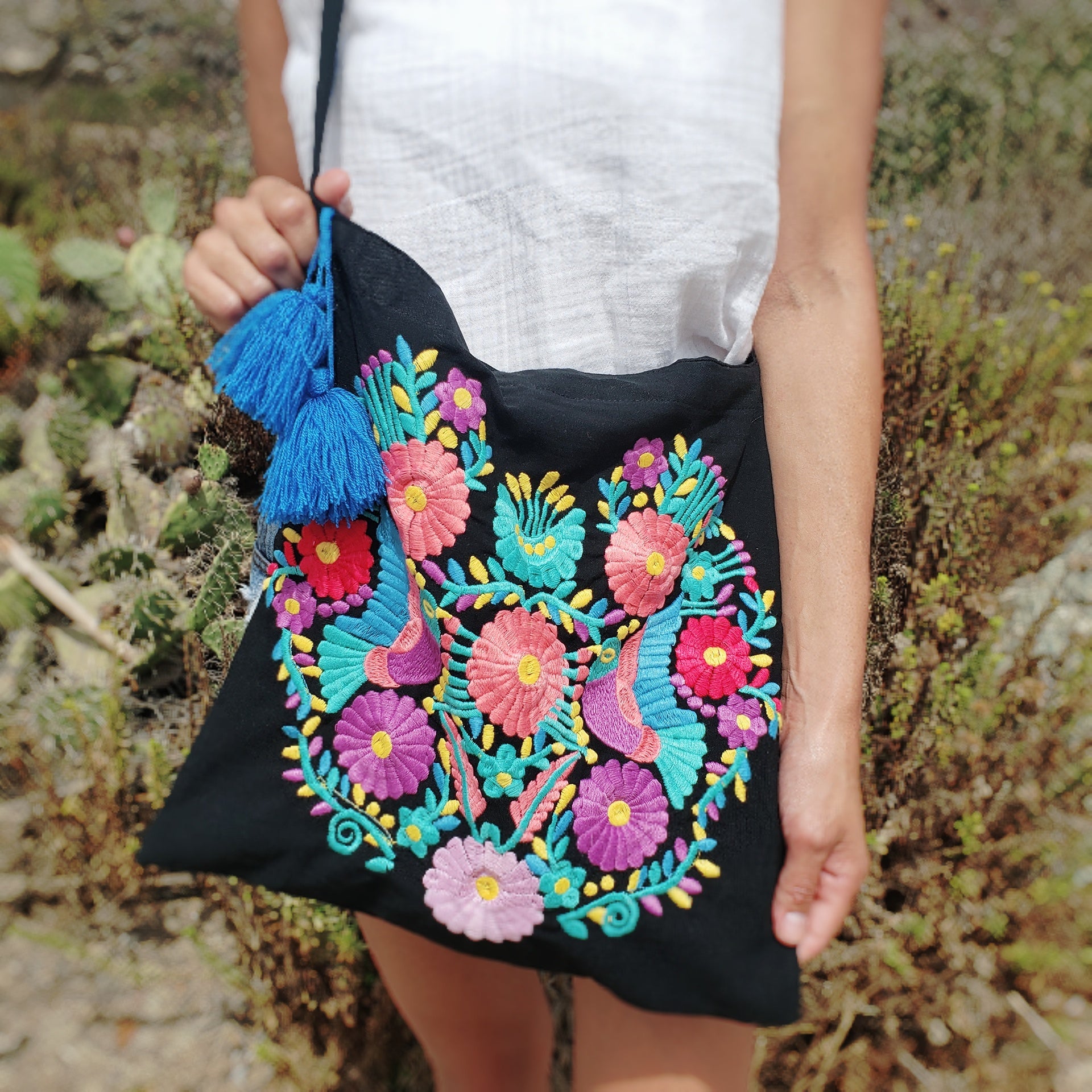 Black Floral Embroidered Bag – Evita Mia Designs