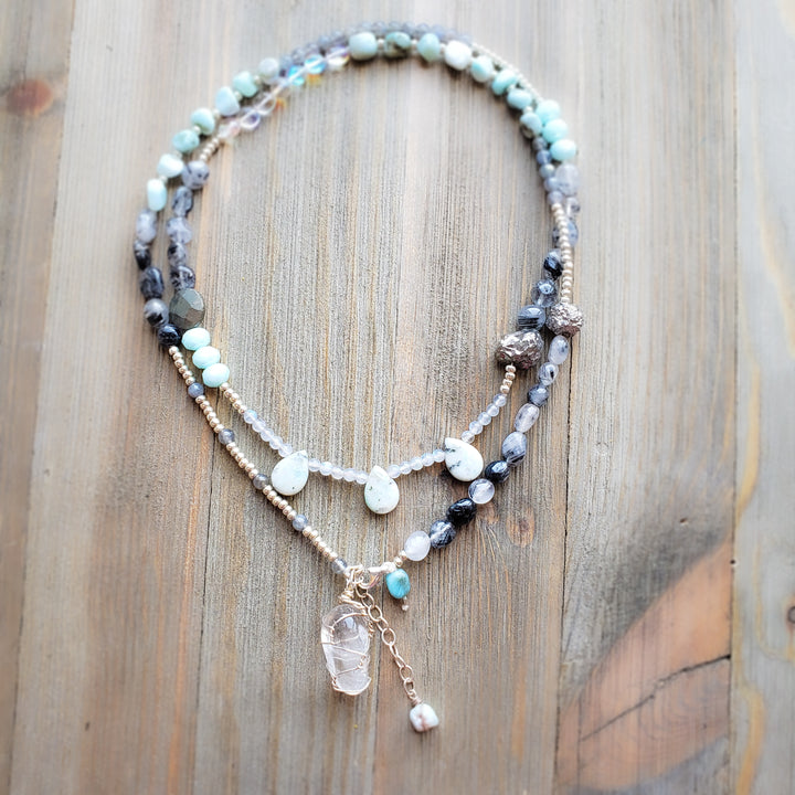 larimar wrap necklace/bracelet