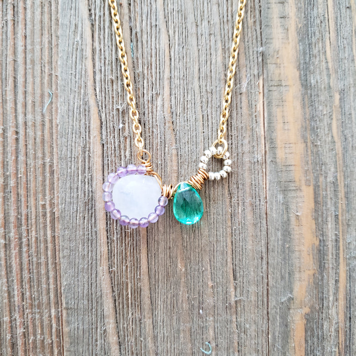 moonstone and aqua quartz necklace
