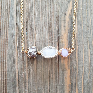 pyrite and moonstone necklace
