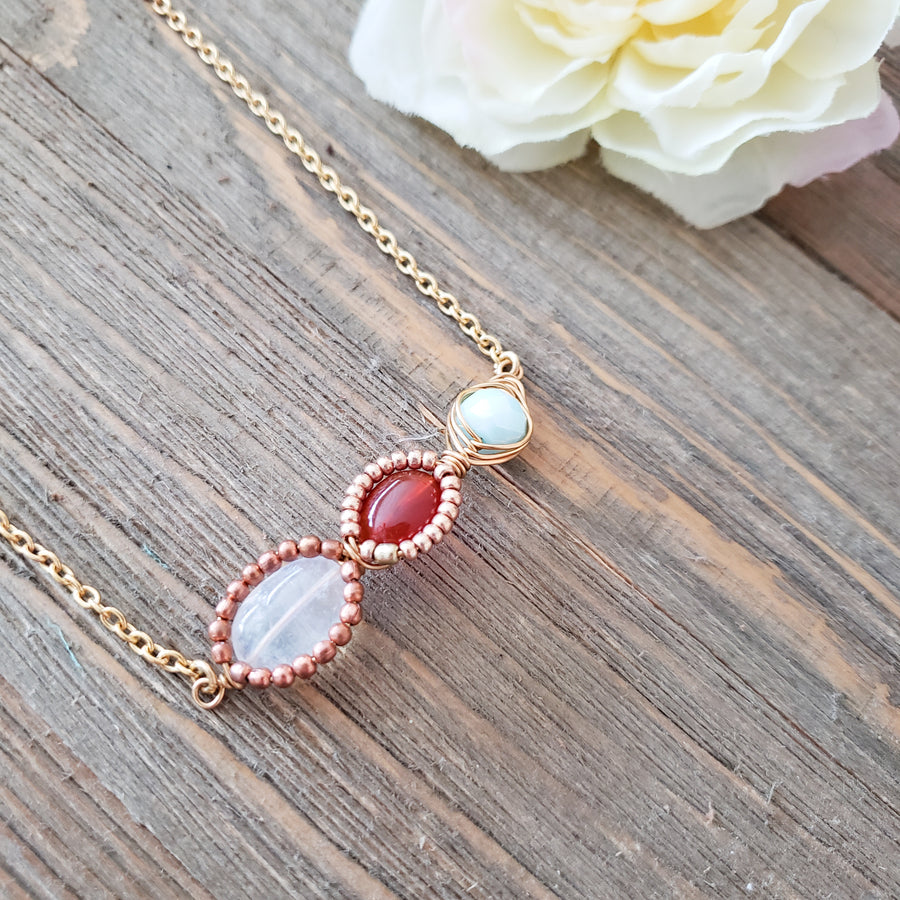 Moonstone and Carnelian Necklace