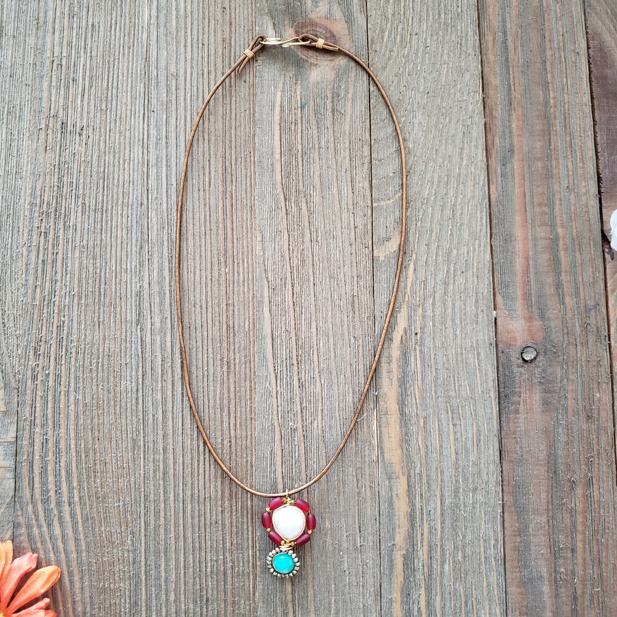 pearl and amazonite necklace