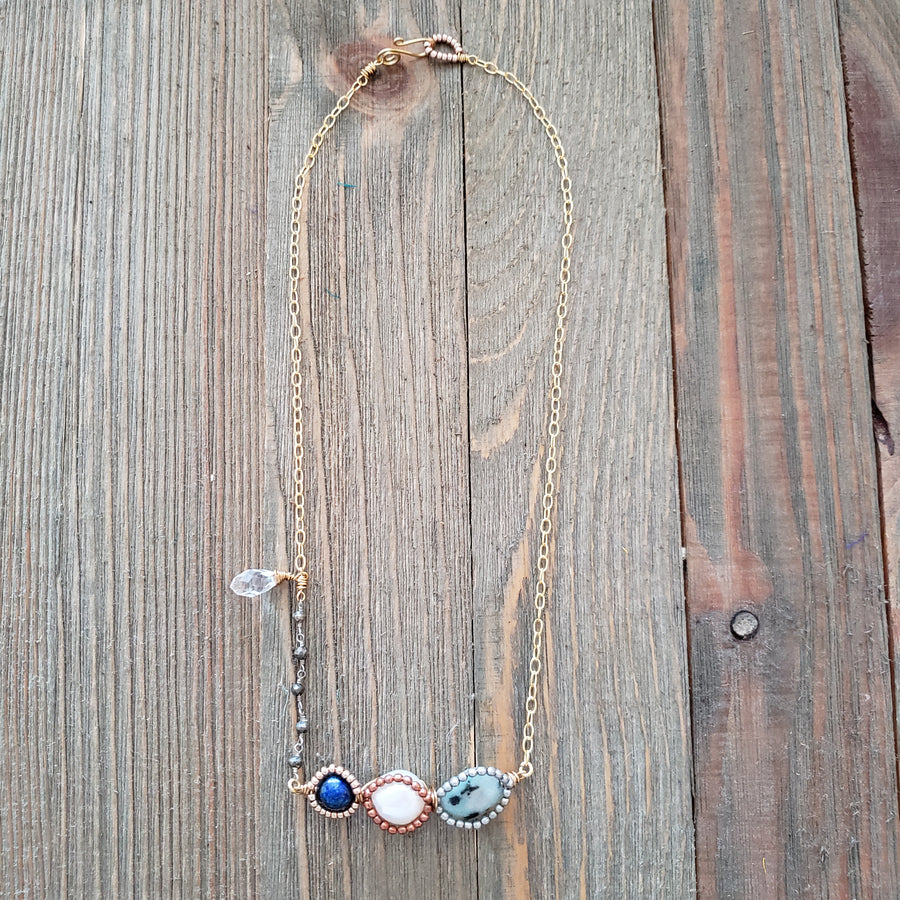 lapis lazuli kiwi jasper necklace
