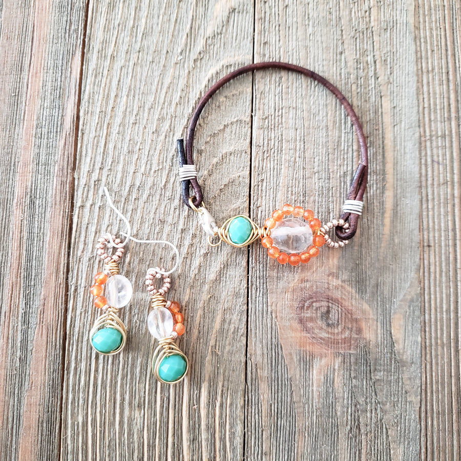 Orange Jade Jewelry Gift Set