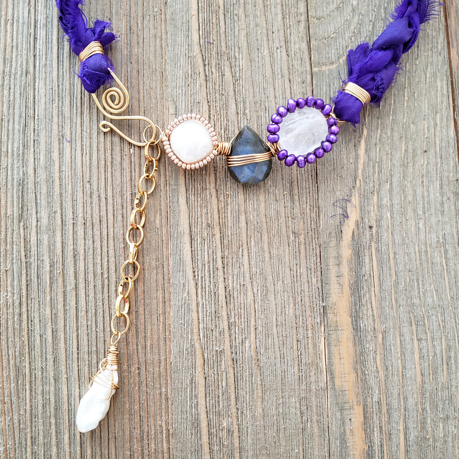 Purple Silk Choker Necklace