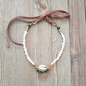 leather pearl necklace