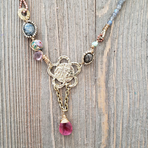 Bella's Labradorite Necklace with Flower Medallion