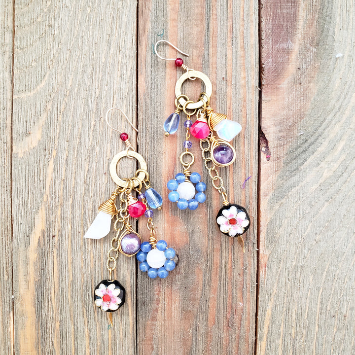 dangle flower earrings