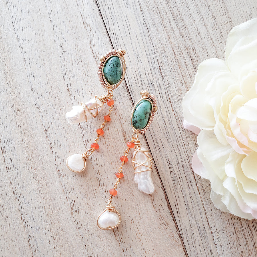 Turquoise & Pearl Earrings
