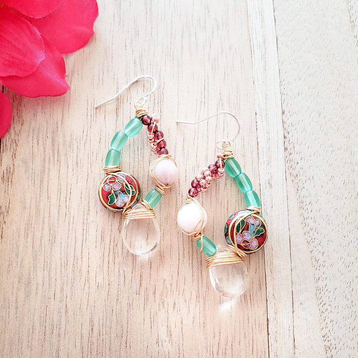 opal crystal quartz earrings